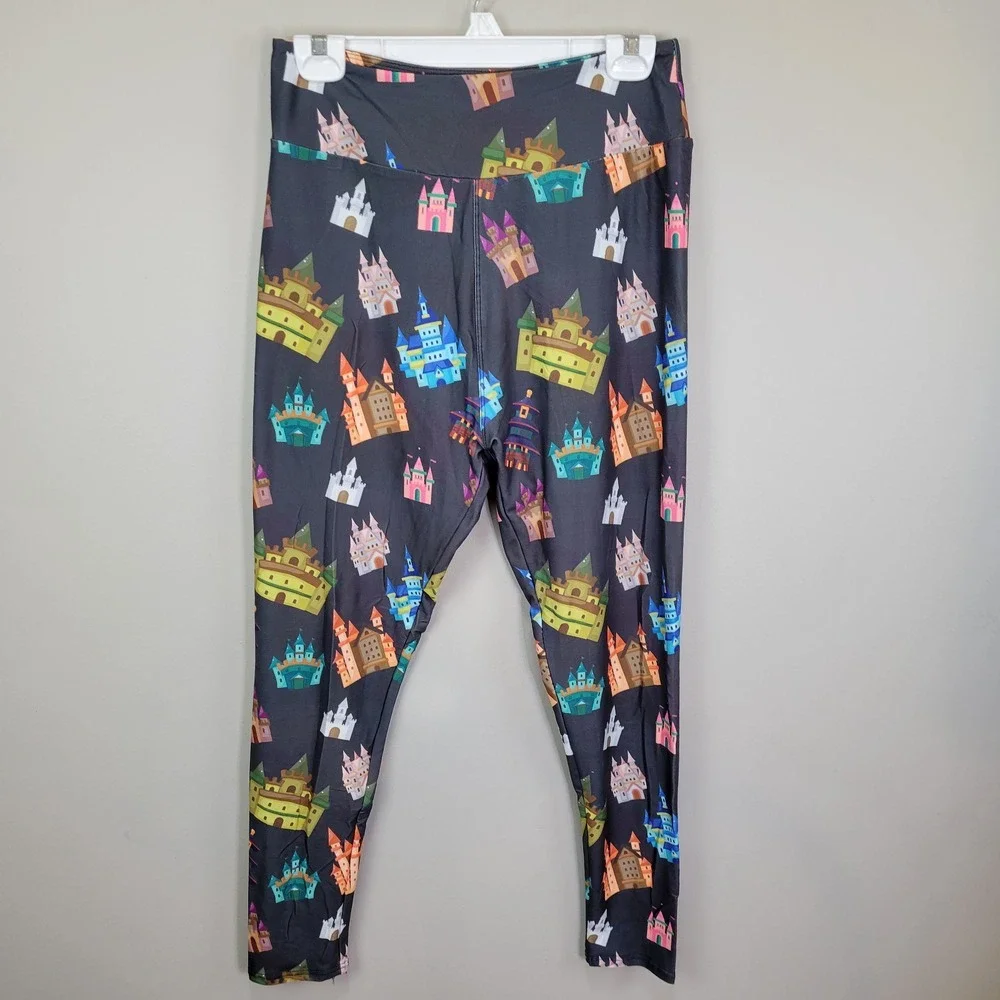 Dren Designs Castles Galore Polyester‎ Spandex Ankle Leggings Plus Size